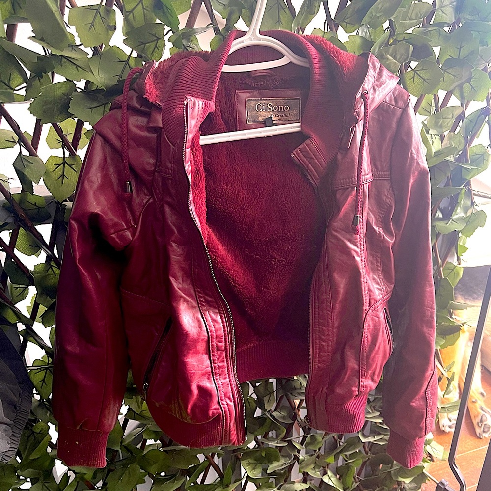 Maroon pleather jacket